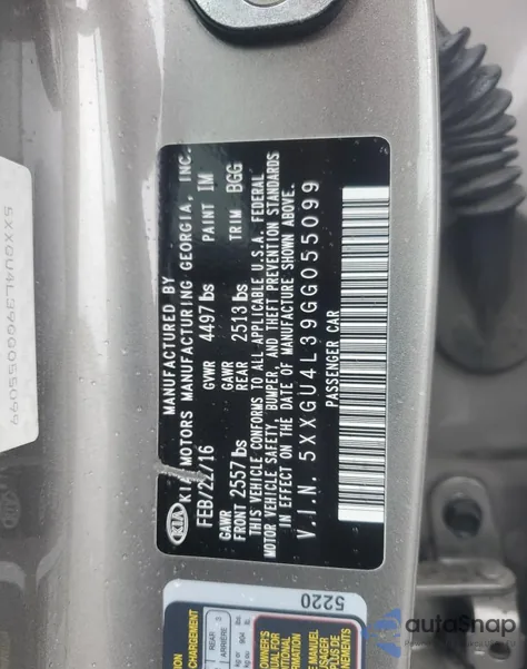 2016 Kia Optima Ex z USA, uszkodzony, nr VIN 5XXGU4L39GG055099